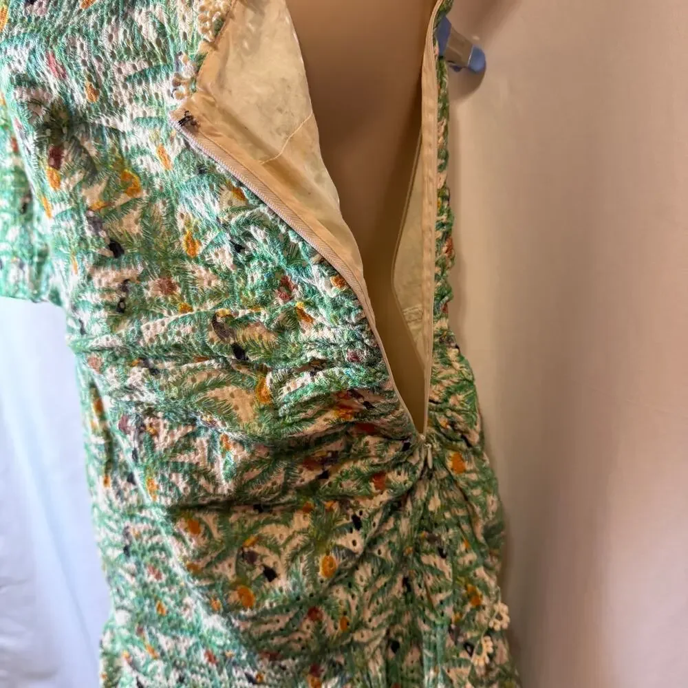 Farm Rio Mini Toucans One Shoulder Dress XL Tropical Resort Lined Ruffle Texture